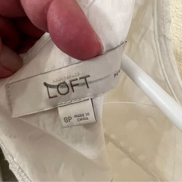 Loft White Line Sleeveless Mini Dress Size 8P - Picture 7 of 7